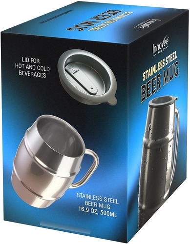 Innovee, Taza De Cerveza Térmica, Con Tapa, De Doble Pared,