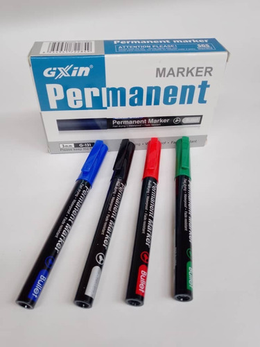 Marcador Permanente Gxin  P/ Fina - Bala 6 Unid (4 Colores)
