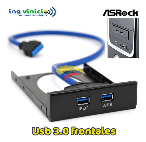 Bahía Frontal 3.5'' De 2 Puertos Usb 3.0 Para Pc 20 Pines