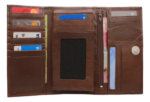 Cartera Larga Mujer Piel Billetera Monedero Gran Capacidad Chocolate