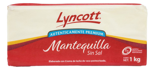 Mantequilla Sin Sal Lyncott 1 Kg