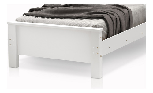 Cama Padrão Com Pés Tamanho De Solteiro Mdf E Madeira Mila Cor Branco Cama Solteiro