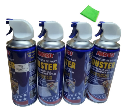 Botellas Aire Comprimido 4 Unid Duster , 400ml + Regalo Paño