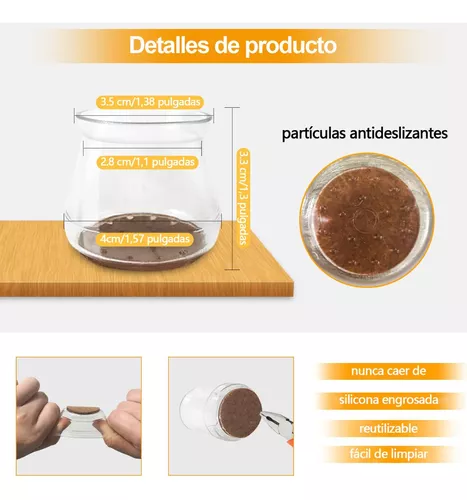 Tacos antideslizantes de silicona para patas de mesa y silla, protección  para suelos de madera, 16