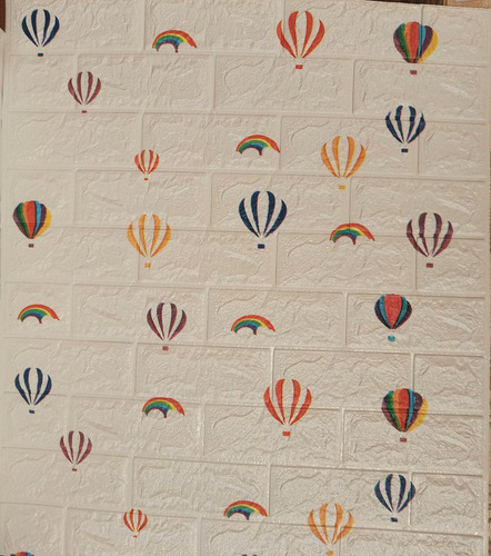 Revestimiento Pared Adhesivo Infantil Ladrillo Blanco Globos