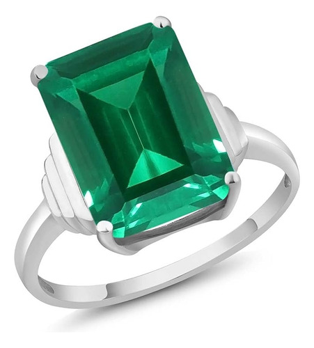 Anillo Plata 925 Con Esmeralda Verde Corte Esmeralda Plata 6