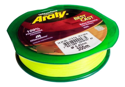 Bobina Tanza Nylon Monofilamento Araty 0.60 Mm Amarillo Fluo