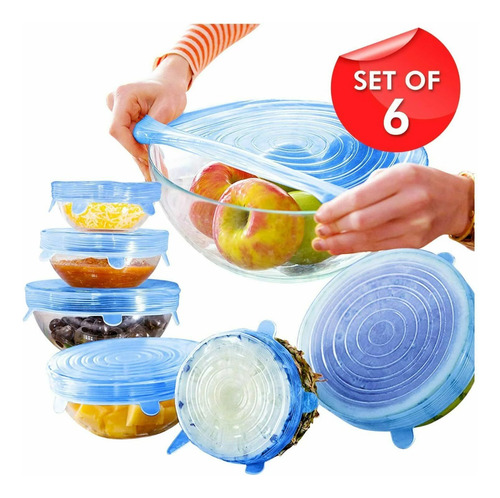 Tapas De Silicona Elásticas 6 Piezas Cubierta De Alimentos