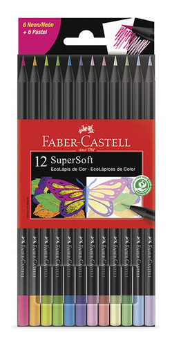 Lápices De Color Supersoft Faber-castell X12 Neónpastel