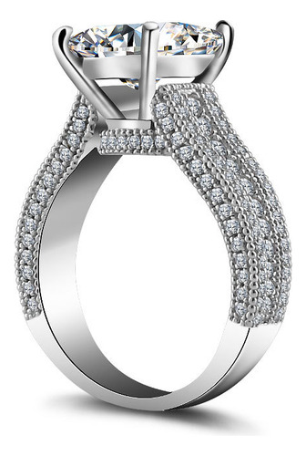 Anillo De Plata 925 Con Incrustaciones De Diamantes Falsos C
