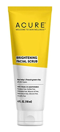 Acure Organics Brightening Facial Scrub, 4 Fl. Oz, Paquete D