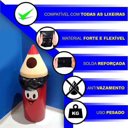Saco Lixo Linha Reforçada 100 L 80 Unds Uso Latão Versátil