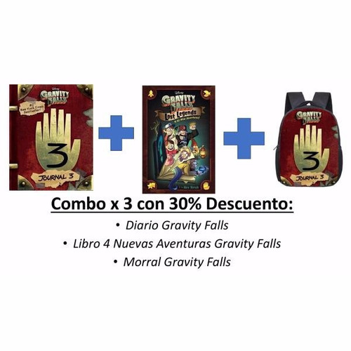 Combo 3en1 Gravity Falls Diario-libro-morral Original Import