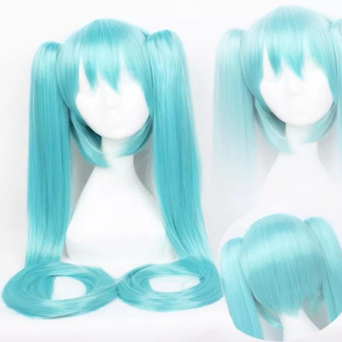 Peluca Clip Coletas 120cm Kanekalon Miku Y Varios Colores