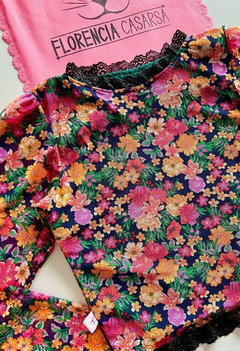 Imagen 3 de 4 de Blusa Crop Top Manga Larga Encaje Y Puntilla Fiesta Noche