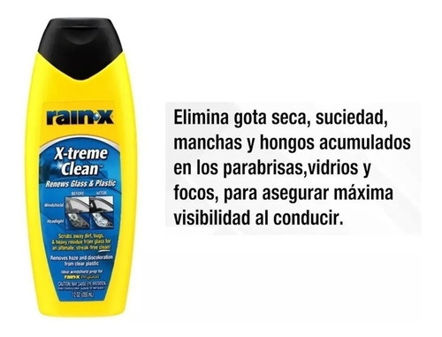 Imagen 2 de 6 de Limpiador De Vidrios Faros Opticas Rain X-treme Clean Detail
