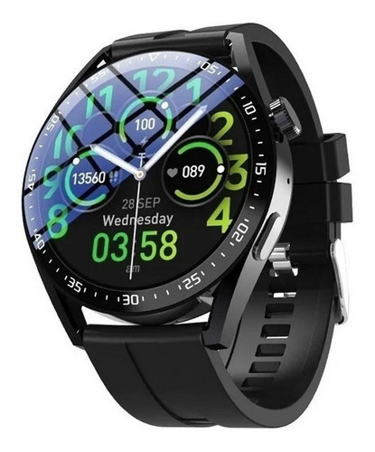 Smartwatch Hw28 Bluetooth Chamada À Prova D'água Função Nfc Caixa Preto Pulseira Preto Bisel Preto