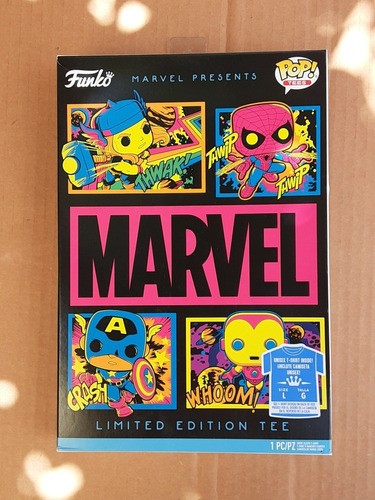 Playera Funko Pop Edicion Marvel Black Light Talla L