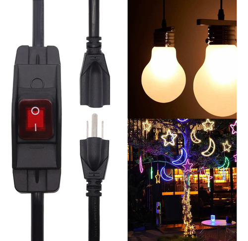 Cable De Extensión De 3 Clavijas Con Interruptor De Encendid