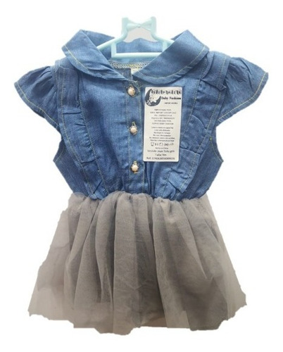 Vestido De Jean Con Tutu Gris Importado Para Bebé (niña) 