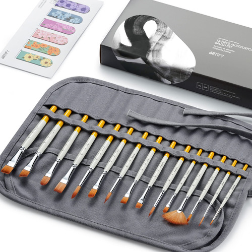 Artify 15 Pieces Paint Brush Set, Expert Series, Enhanced S.