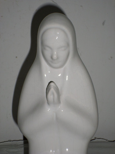 Bella Virgen Maria Orante De Ceramica Blanca De Gran Tamaño