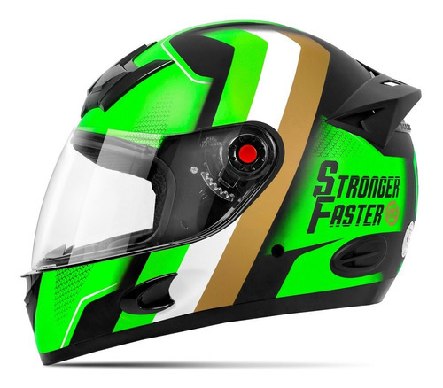 Capacete De Moto Feminino Etceter Stronger Faster Fosco Cor Verde - Dourado Tamanho do capacete 56