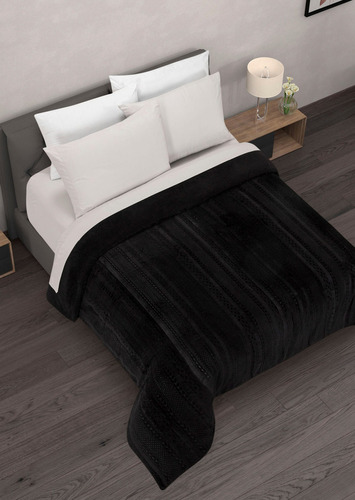 Cobertor Andrea M / Qs Diseño Con Textura Suave Negro