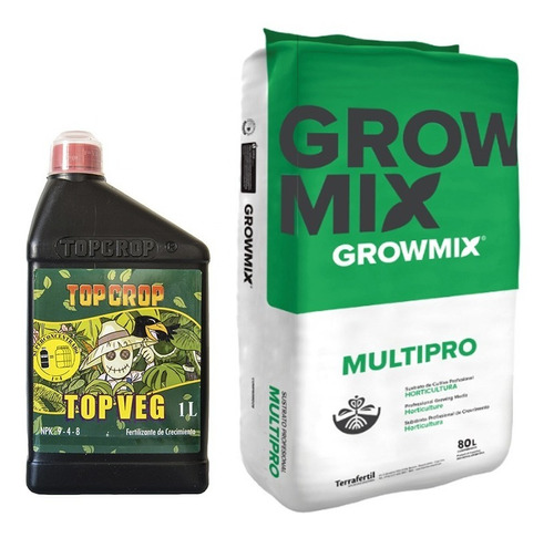 Sustrato Growmix Multipro 80lts Con Top Crop Veg 1lt