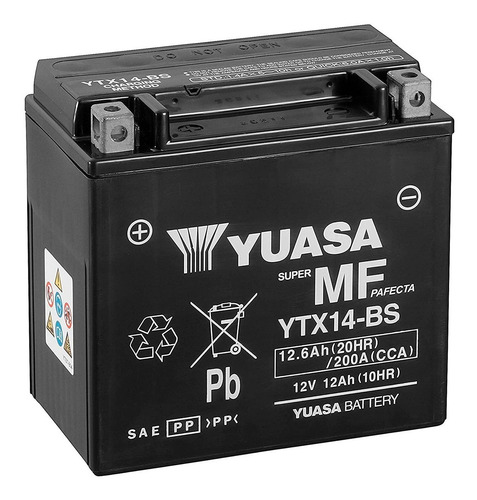 Imagen 1 de 8 de Bateria Yuasa Para Moto Ytx14-bs Libre De Mantenimiento