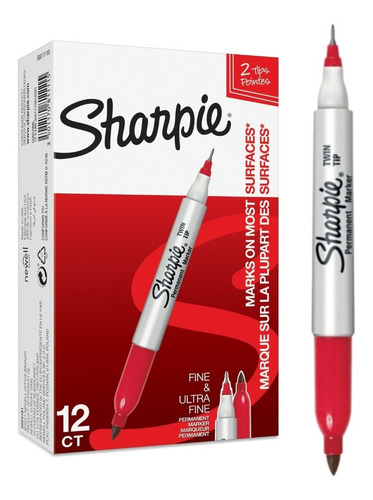 12 Marcador Permanente Sharpie Doble Punta Escoge Color