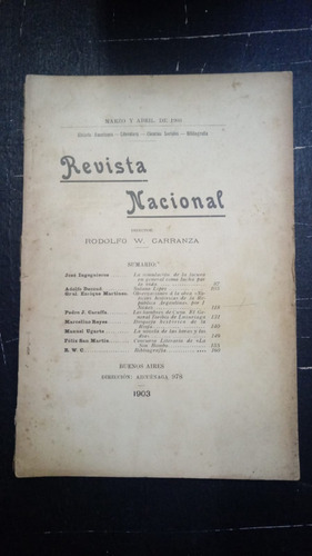 Revista Nacional 1903- Fx Rodolfo Carranza