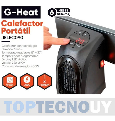 Calefactor Estufa Caloventilador Sin Cable Directo A Pared ®