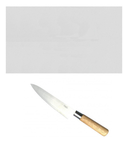 Tabua Corte Lisa Branca 50x30 - Polietileno - Com Faca Sushi