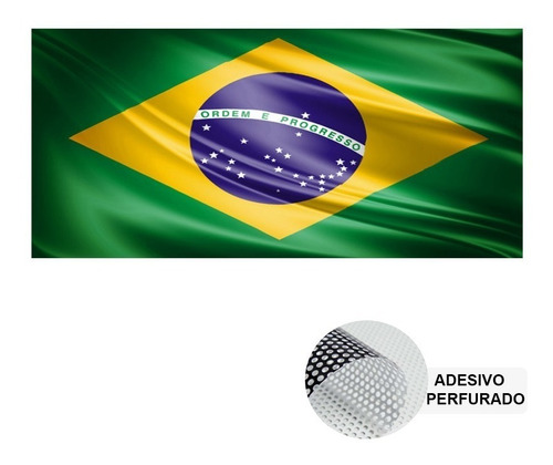 Adesivo Perfurado Bandeira Do Brasil Veículo 90cm X 42cm