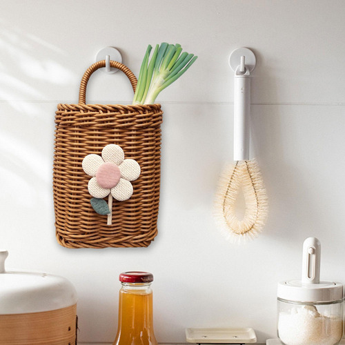 Canasta De Canasta Tejida Cesta Con Decoración De S Flor