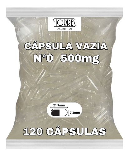 120 Cápsulas Vazias De Gelatina Incolor Nº 0 (500mg)