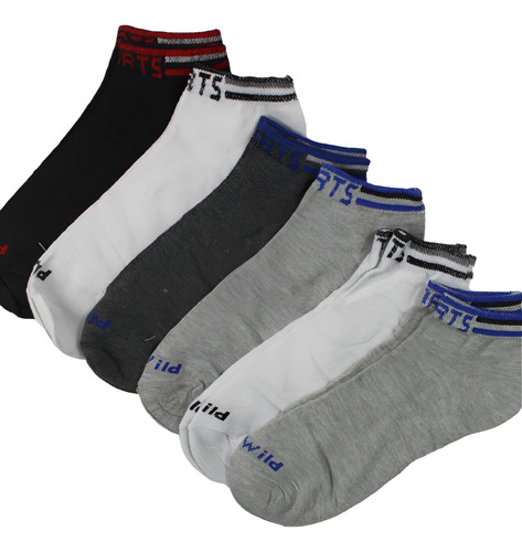 12 Pares De Calceta Para Hombre, Con La Frase ( Wild) Multicolor Liso Unitalla