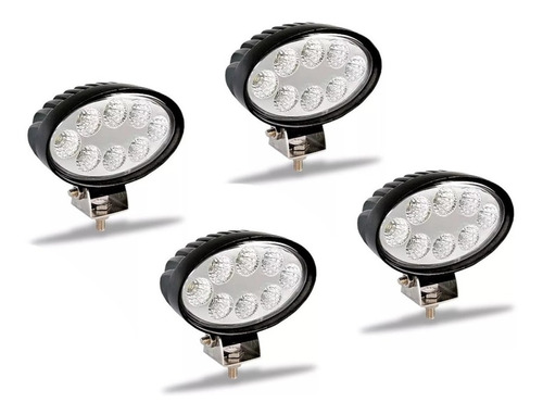 Kit 4 Farol Milha 8 Led 24w 12v 24v Oval Carro Trator