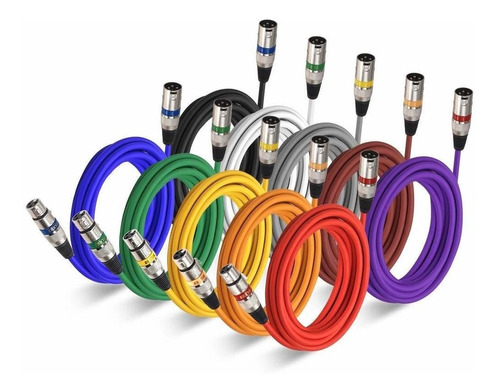 10 Cables Cannon Xlr 4.5mt Multicolor Dmx 512 Mixer Ebxya