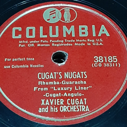 Pasta Xavier Cugat And His Orchestra Columbia C310