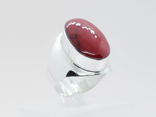 Anillo Jaspe Rojo Modelo Boloco Plata 950 - Neko Rings