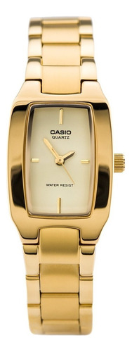 Reloj Casio Mujer Ltp-1165n-9crdf Color de la correa Dorado Color del bisel Dorado Color del fondo Dorado