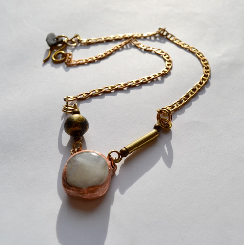 Imagen 7 de 8 de Collar Piedra De La Luna, Cadena De Bronce, Cod1