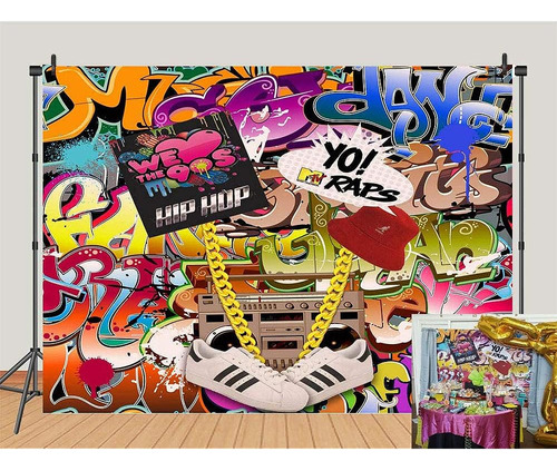 ~? Colorido Graffiti Fotografía Backdrop 80s 90s Hip Hop The