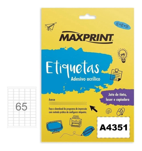 Etiqueta A4351 21,2x38,2 Mm 100 Fls 65 Etiquetas - Maxprint