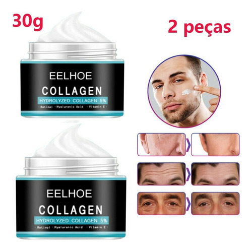 2 Creme Anti Rugas Colágeno Hidrolisado Sinais Profundos 30g