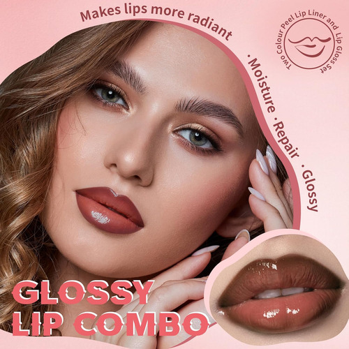2 Colores Peel Off Lip Liner Stain Con Brillo Labial Nutriti