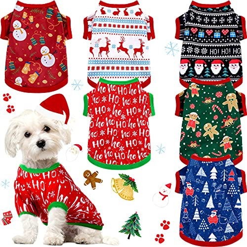 6 Piezas De Ropa De Navidad Para Perro, Camisas Para Mascota