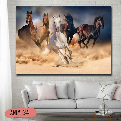 Imagen 2 de 10 de Cuadro Caballos Animales 120x70 Otros Diseños Tela Canvas